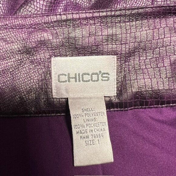 Chico's Purple Faux Leather Long Sleeve Jacket Size M - Picture 8 of 8